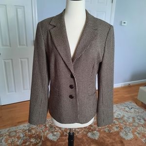 Talbots Brown Houndstooth wool blazer jacket
